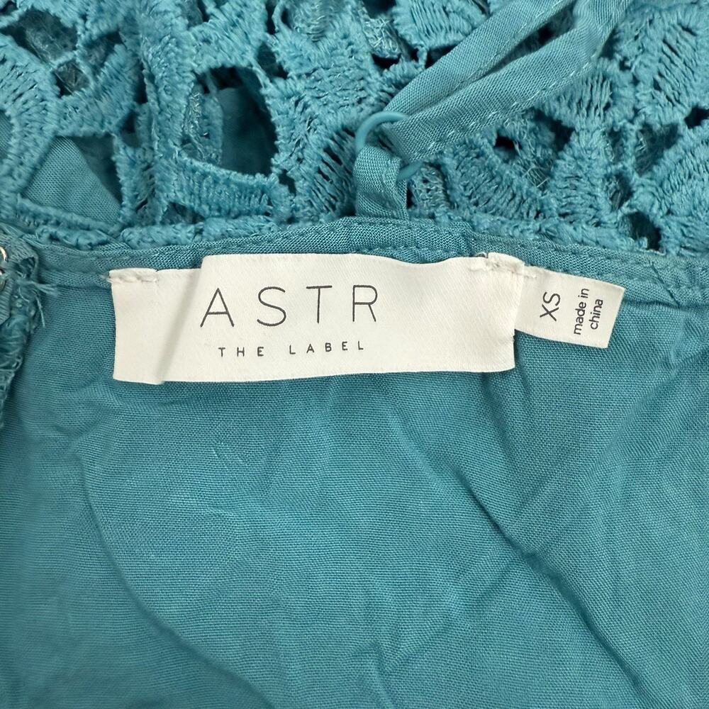 ASTR Dress Women Extra Small Teal Lace Midi Romantic Feminine Floral Fairy - Picture 12 of 15